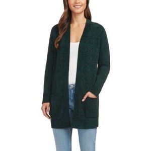 Matty M Women's Long Sleeve Knit Cardigan Sweater Open Front Heather Olive L NWT